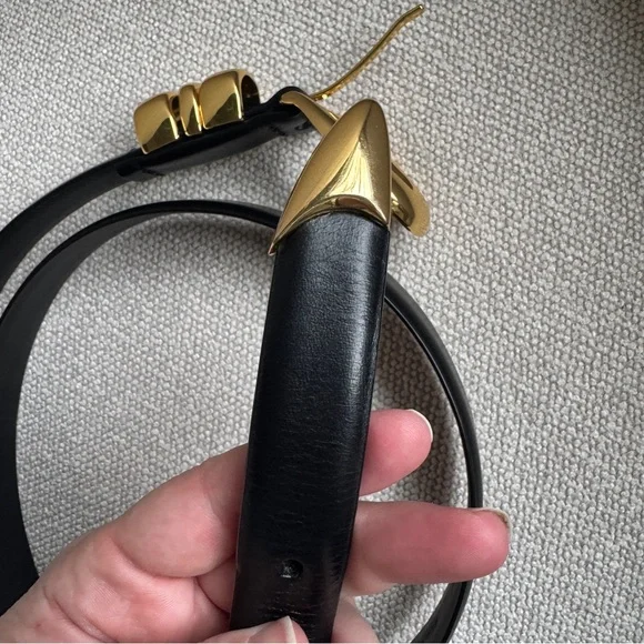 NWOT MADEWELL Women’s Triple Metal Keeper Belt True Black Gold Leather Size XL - Picture 8 of 16